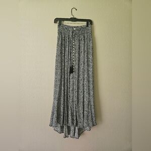 Black and White Floral Maxi Skirt